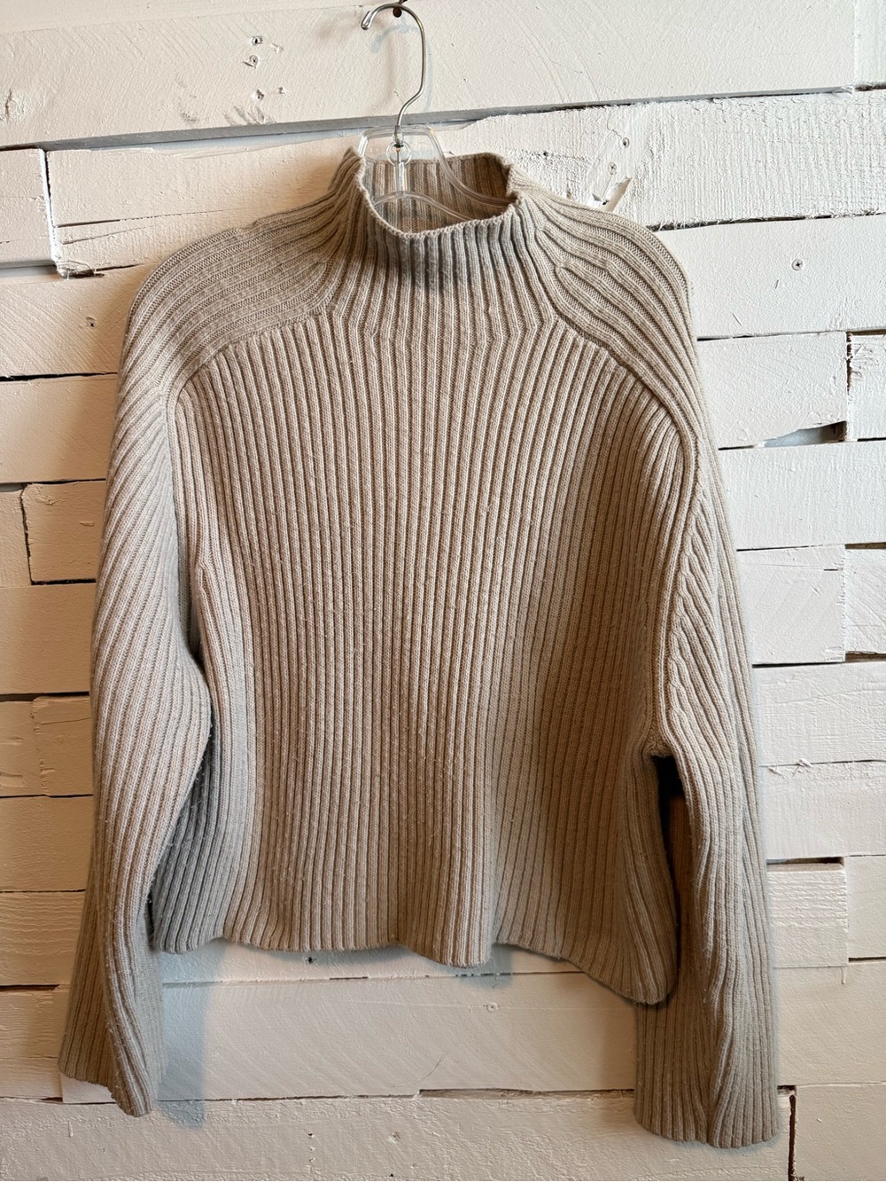 H&M Ribbed Cowl Neck Sweater - Light Beige